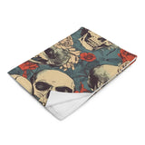Roses and Skulls Throw Blanket