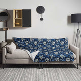 Blue Mexican Skull Blanket Deco