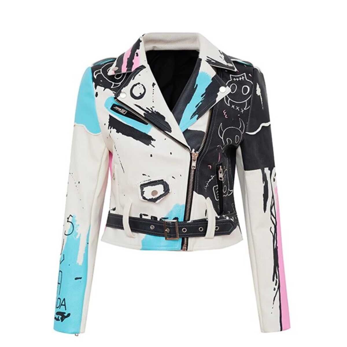 Woman Leather Skull Jacket Graffiti – American Skulls