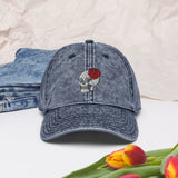 Red Rose Skull - Embroidered Vintage Cap