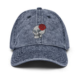 Red Rose Skull - Embroidered Vintage Cap