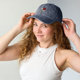 Red Rose Skull - Embroidered Vintage Cap