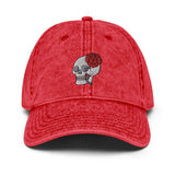 Red Rose Skull - Embroidered Vintage Cap