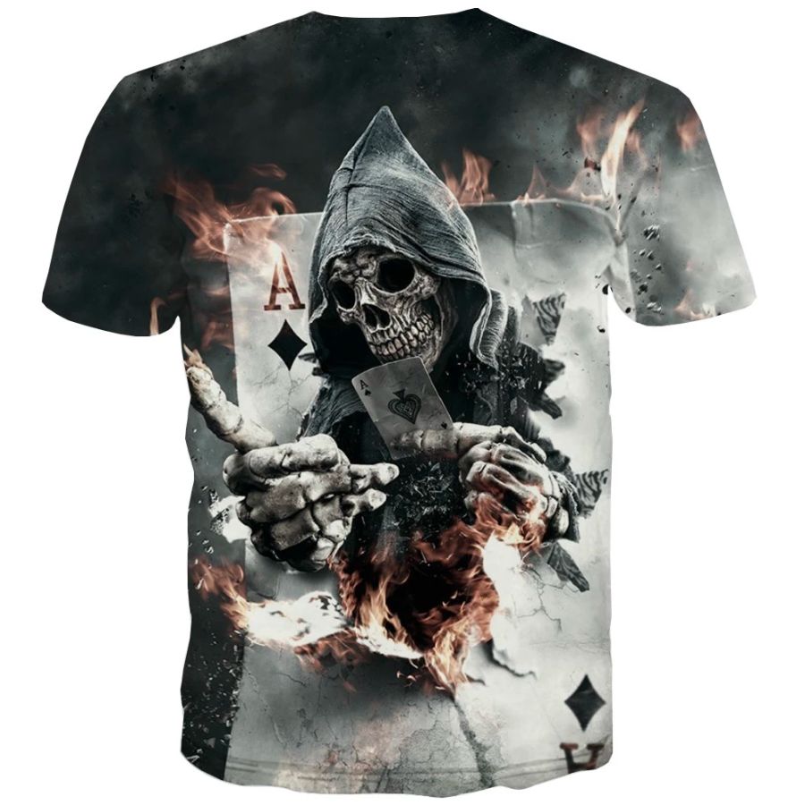 thumbnail image 2 of Gildan Skull Biker Grim Reaper 5 Men's T-Shirt - 100% Cotton, Preshrunk, Crew Neck, Short Sleeve (Regular Fit, Made To Order) 2 of 5