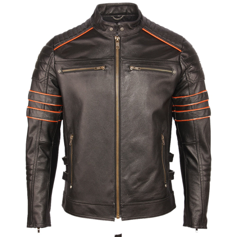 Black Leather Jacket For Men : Leather Biker Jacket Skull