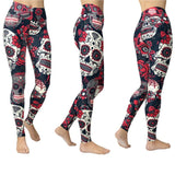 Mexican Skull Leggings Vintage Red