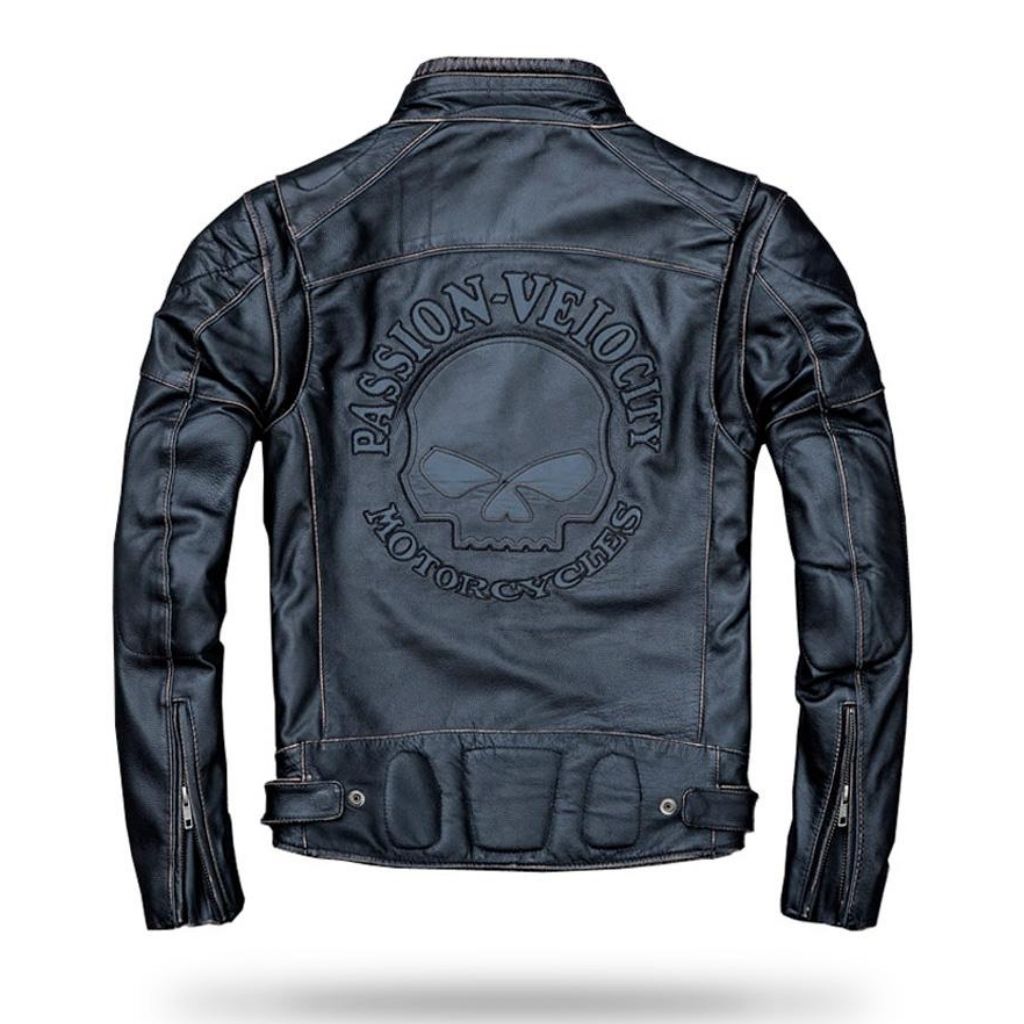 Harley davidson jacket hot sale with skull