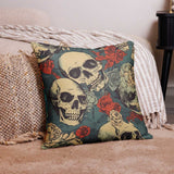 Red Rose Skull Pillow