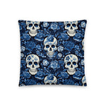 Blue Sugar Skull - Throw Pillow