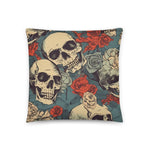 Red Rose Skull Pillow