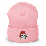 Christmas Skull Embroidered Cuffed Beanie