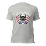  American Flag Skull Wings T-Shirt Grey