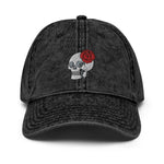Red Rose Skull - Embroidered Vintage Cap
