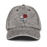 Red Rose Skull - Embroidered Vintage Cap