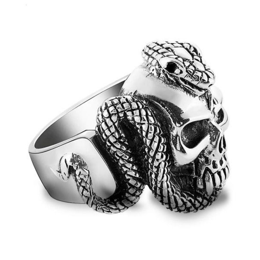 Damned Snake Skull Ring (Silver) – American Skulls