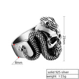 Damned Snake Skull Ring (Silver)