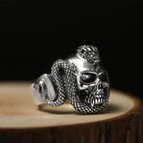 Damned Snake Skull Ring (Silver)