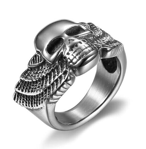 Wing Skull Ring (Steel)