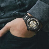 Leather Skeleton Watch
