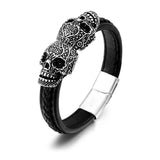 Mexican Skull Bracelet (Leather)