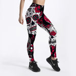 Mexican Skull Leggings Vintage Red