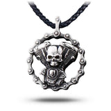 Motorcycle Chain Skull Necklace
