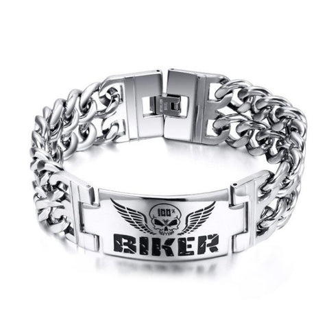 Skull Bracelet 100% Biker (Steel)